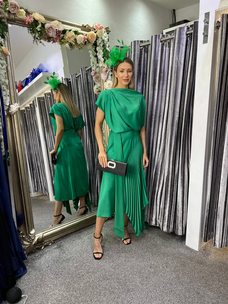 Kevan Jon mila dress emerald green Deja Elite Boutique