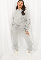 Ruched sleeve hoodie and joggers set - grey