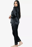Sienna satin long trousers luxe pyjamas - 2 colours black, wine