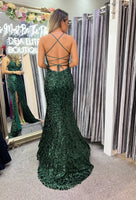 Mascara MC1825012 full length sequin party dress green