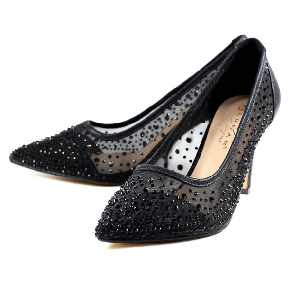 Black party shoes low heel Clearance
