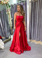 Jossa satin A line full skirt ballgown prom dress - red