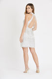 Charli silver and white shimmy tassel party dress