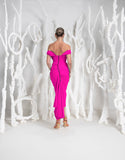 Kevan Jon Sian drape dress in flo pink