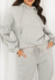 Ruched sleeve hoodie and joggers set - grey