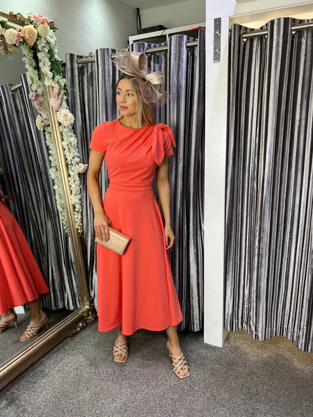Coral tea length dress discount