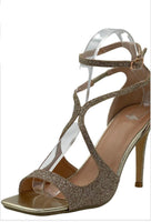 Party feet gold glitter sparkle stilettos sandals party shoes
