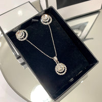 Dancing Swarovski Crystal circle stones diamanté necklace, earrings set - white crystal