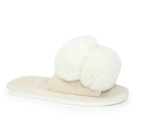 Lunar Octavia pom pom  luxury faux fur slippers - cream