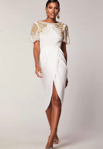 Becca white beaded dress by Virgos Lounge