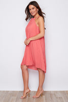 Natalie coral  pleated shift dress