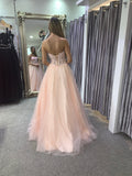 Brittany blush pink full ballgown prom dress