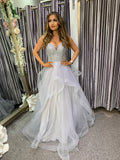 Noelle flutter beaded ballgown prom dress