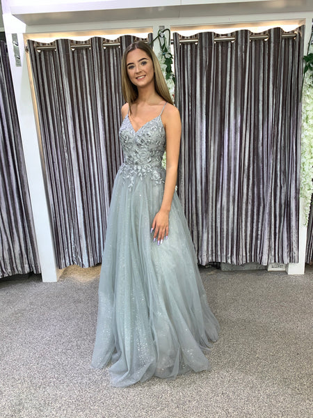 Fearne Silver sparkle prom dress, ballgown, bridesmaid dress