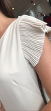 Lola pleat sleeve diamanté detail shift dress