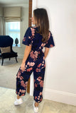 Trixie Angel sleeve navy floral culotte jumpsuit