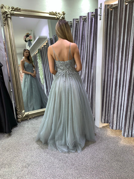 Fearne Silver sparkle prom dress, ballgown, bridesmaid dress Deja Elite Boutique Fearne Silver sparkle prom dress, ballgown, bridesmaid dress Deja Elite Boutique