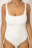 Square neck slinky bodysuit - white