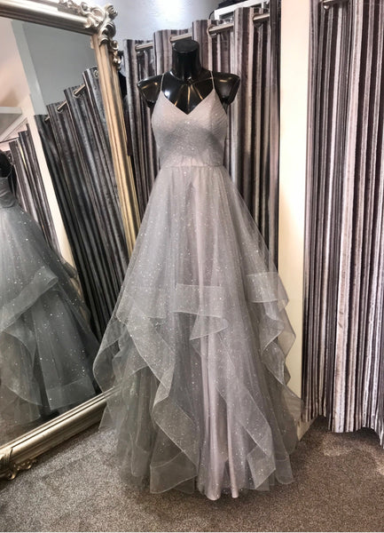 Angelina silver sparkle ballgown  prom dress, bridesmaid dress