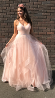 Angelina blush sparkle ballgown  prom dress, bridesmaid dress